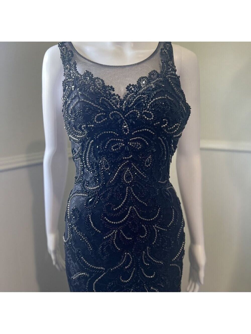 Ed Young Prom Dress 7322 Black/Silver Size XS NWT